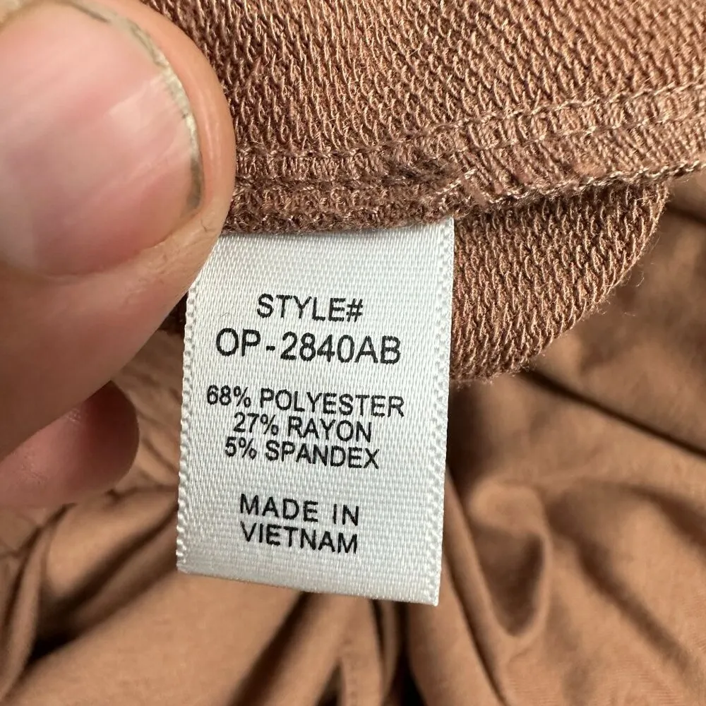 Zenana Womens Jogger Pants Size M Brown Elastic Waist Drawstring Tapered Leg - Image 5