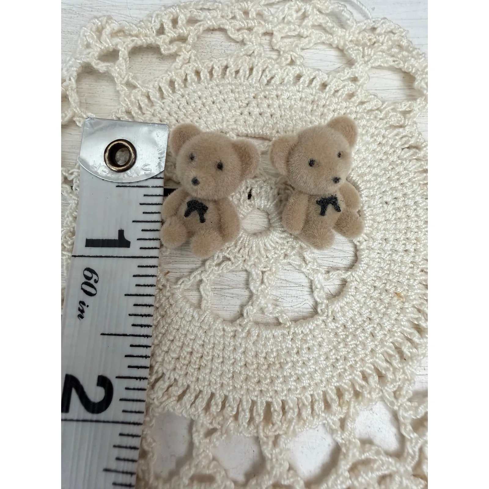 Teddy Bear Earrings Bundle Fuzzy Studs + Iridescent Dangle Hoops Cute Kawaii - Image 10