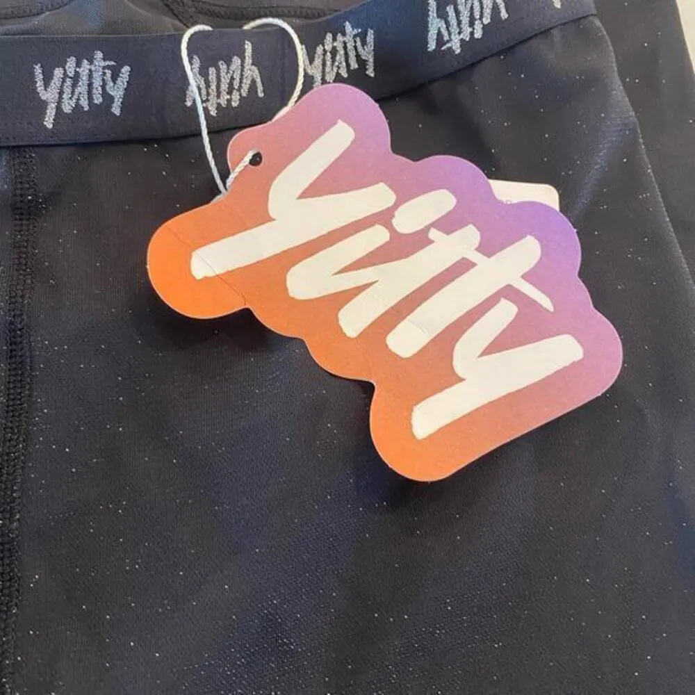 YITTY NWT  Spotlight Ruched‎ Leggings Black Sparkles Size 1X - Image 7