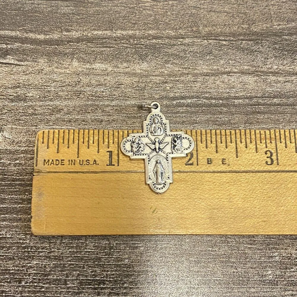 Italy Catholic 5 Way Protection Cross Five Way Religious Medal Lucky Charm #1404 - Image 5