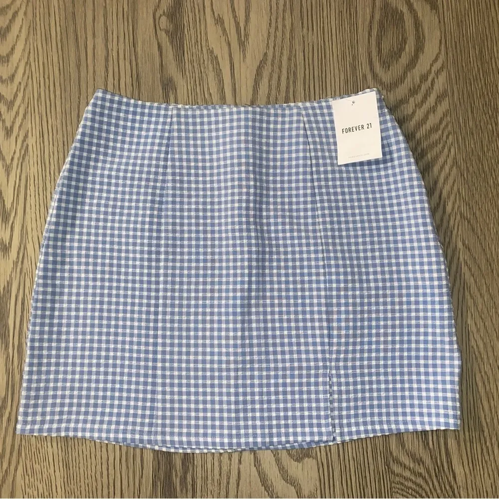 (3/$20 Item) Forever 21 Blue/White Gingham Skirt - Image 2