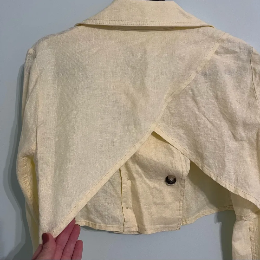 NEW Free People 100% Linen Crossover Back Bennie Crop Blazer. NWT XS - Image 10