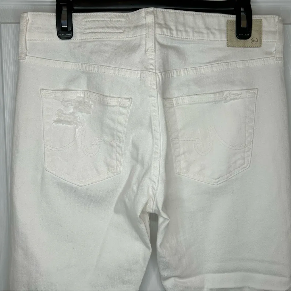 AG Adriano Goldschmeid Ex-Boyfriend Slouchy Slim White Distressed Jeans Size 27R - Image 9