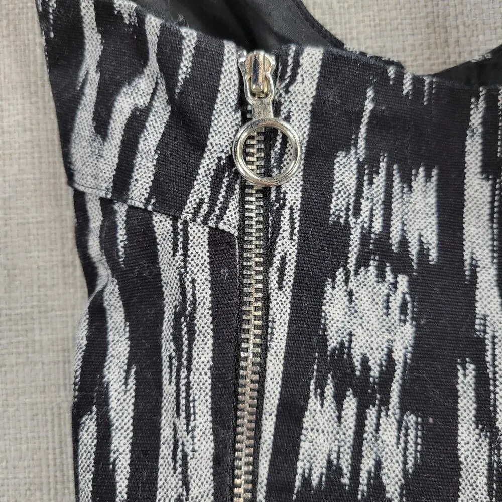 RACHEL Rachel Roy Womens Dress 6 Black Gray Ikat Print Criss Cross Straps Mini - Image 7