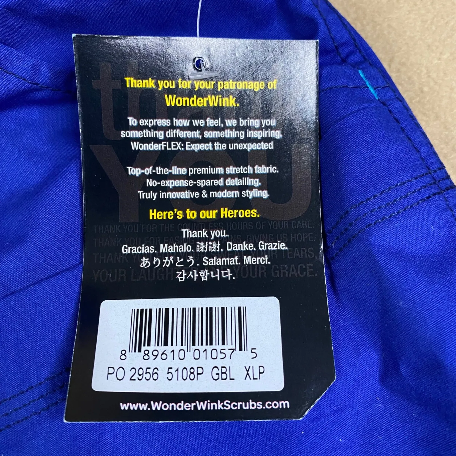 WonderFlex Royal Blue Petite Scrub Set Top & Pants V-Neck Pockets Comfort XL NWT - Image 8