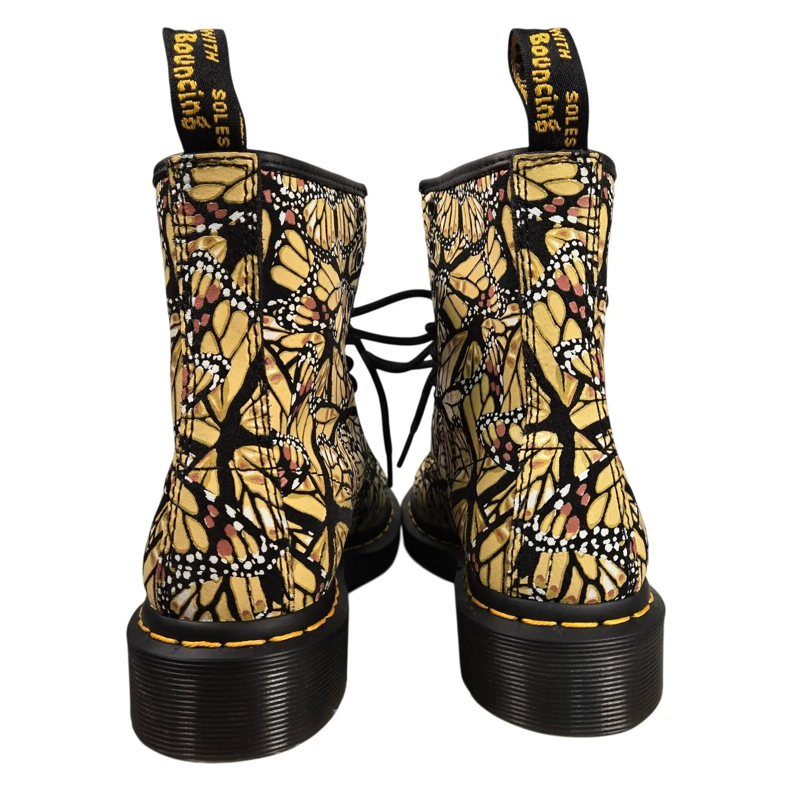 Dr. Martens 1460 Butterfly Print Suede Lace Up Boots in yellow Size 5 - Image 3