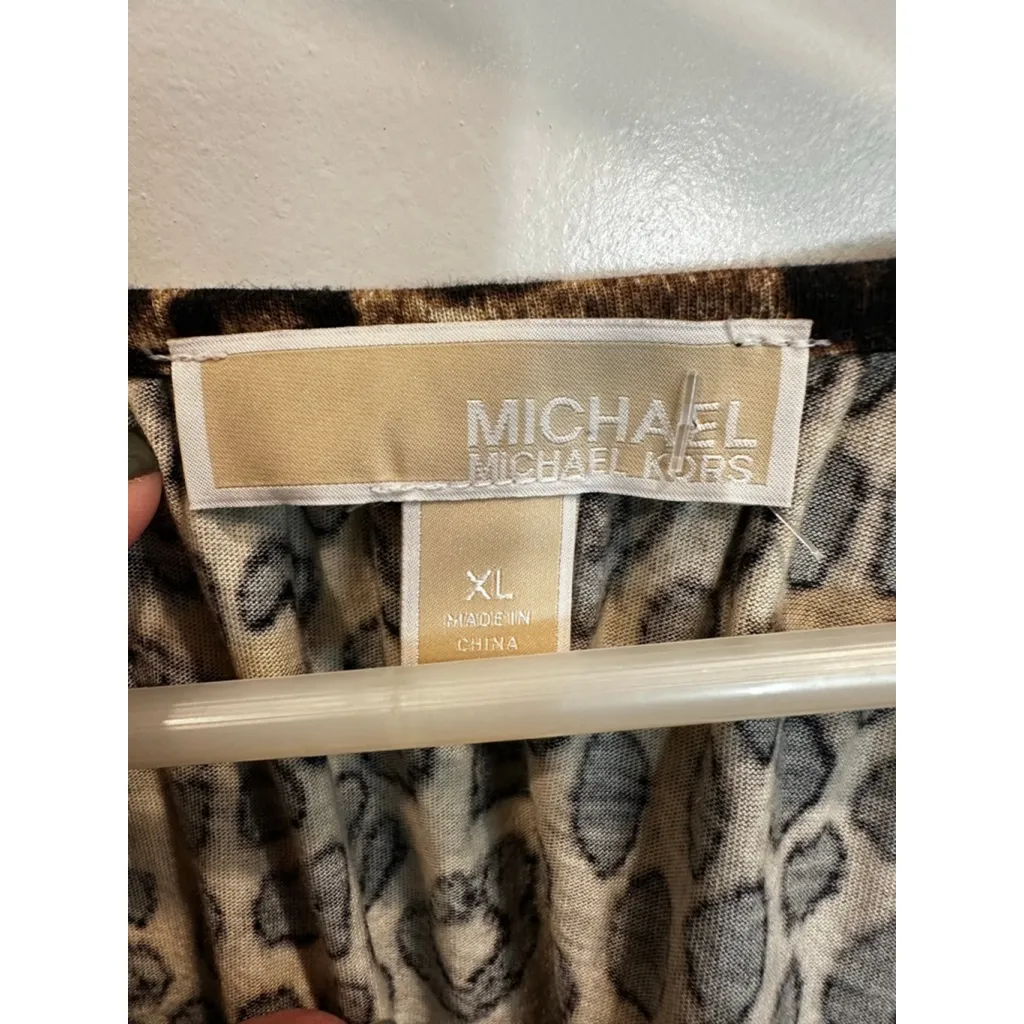Michael Kors Leopard Print Blouse XL Brown Black - Image 3