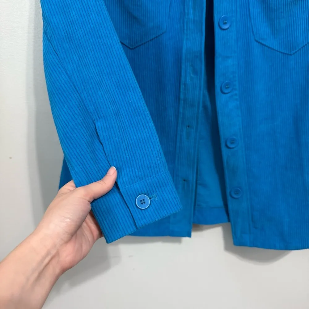 Anthropologie Avec Les Filles Blue Corduroy Ribbed Shacket Jacket Size Small - Image 2