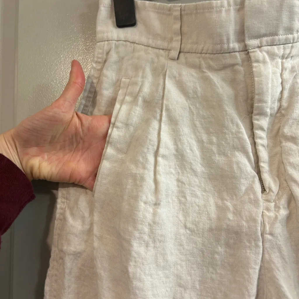 Everlane Light Cream Linen Trousers - Image 3