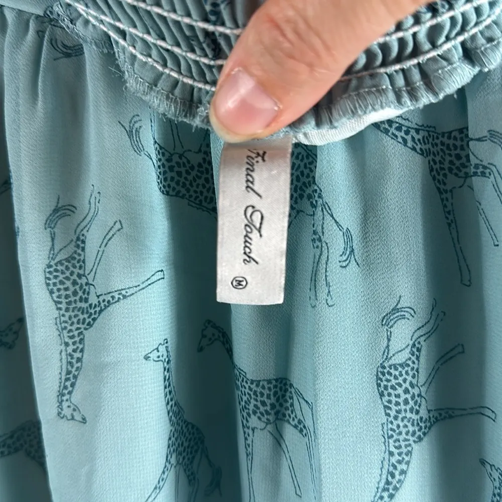 Final Touch Blue Giraffe Print Midi Skirt SIze Medium - Image 4