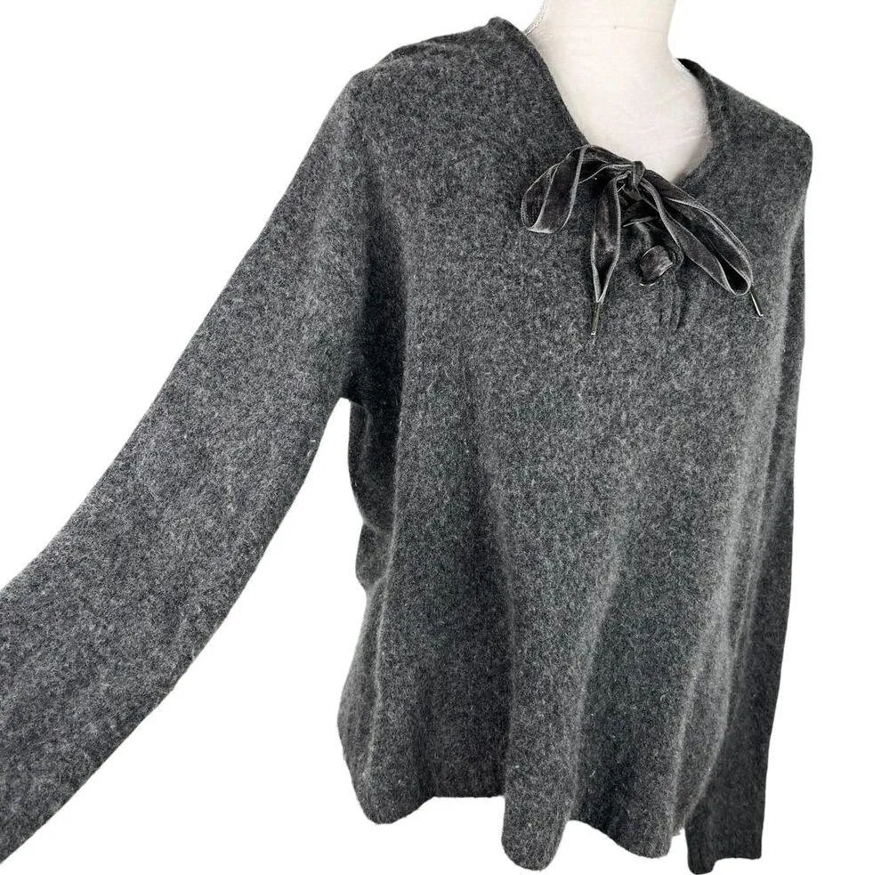 Rails Amelia Lace-Up Sweater M Charcoal Gray Cashmere Wool - Image 12
