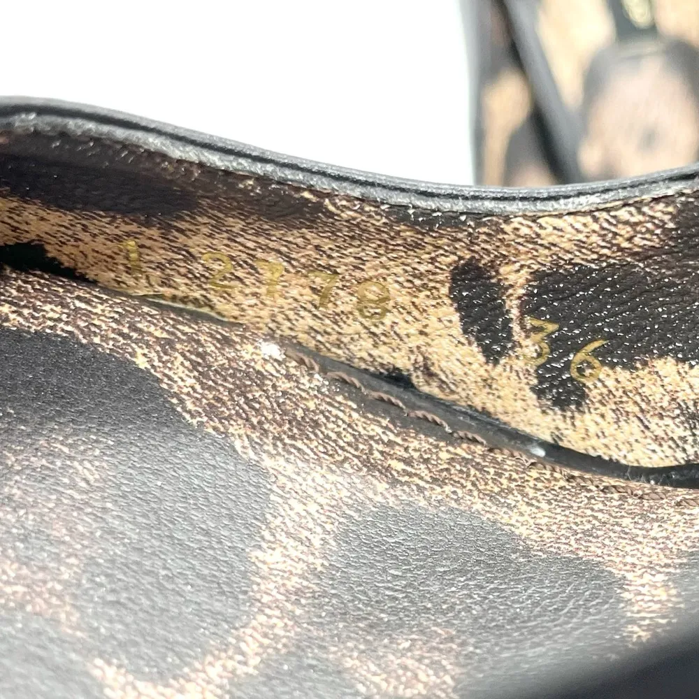 Dolce & Gabbana Women’s Black Calf Leather Leopard Print High Heel Black… - Image 11