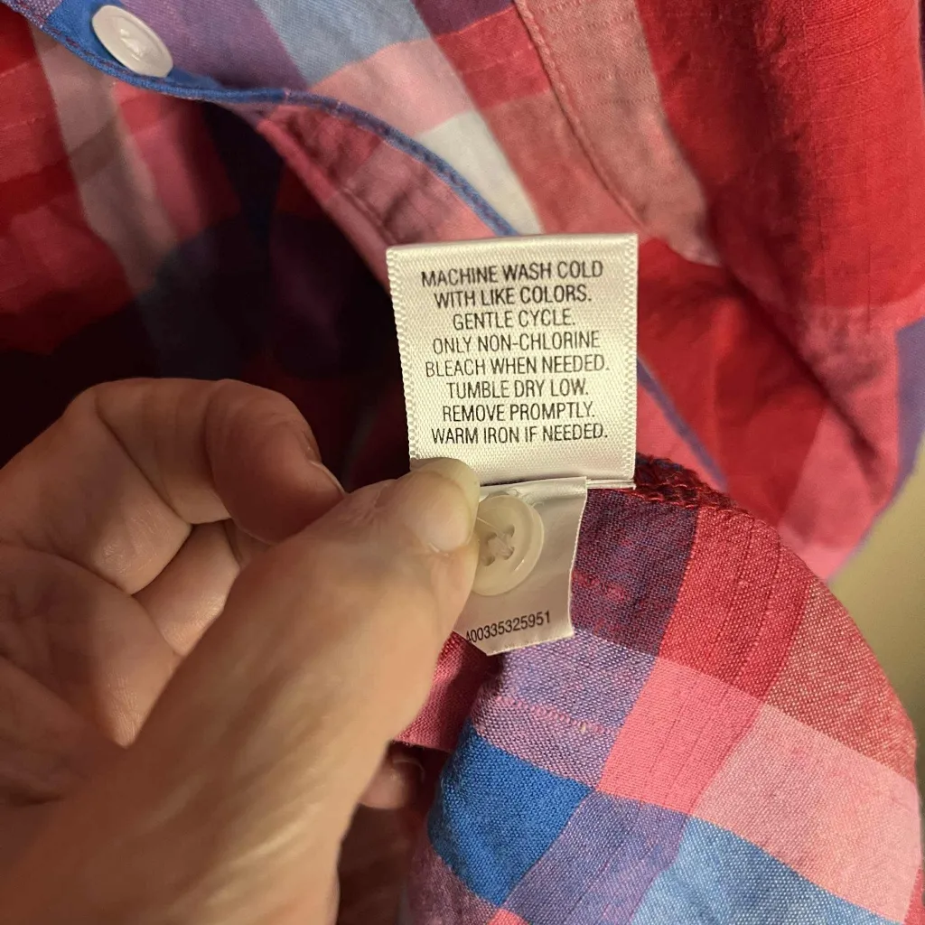 Croft & Barrow Pink Blue And White Plaid Lightweight Flannel Shirt - Image 6