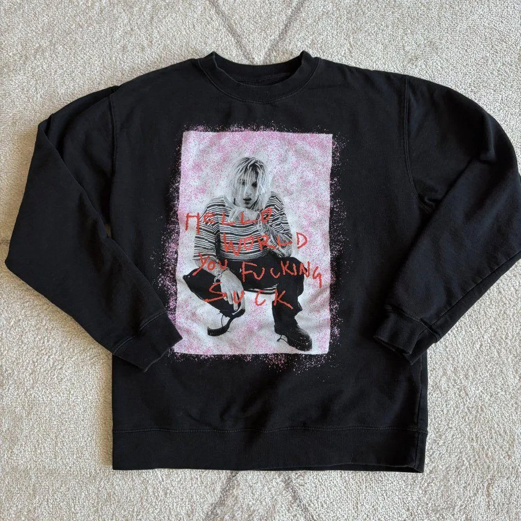 Machine Gun Kelly ‘Tickets To My Downfall’ 2021 Tour Crewneck Sweatshirt Merch Black Size L - Image 1