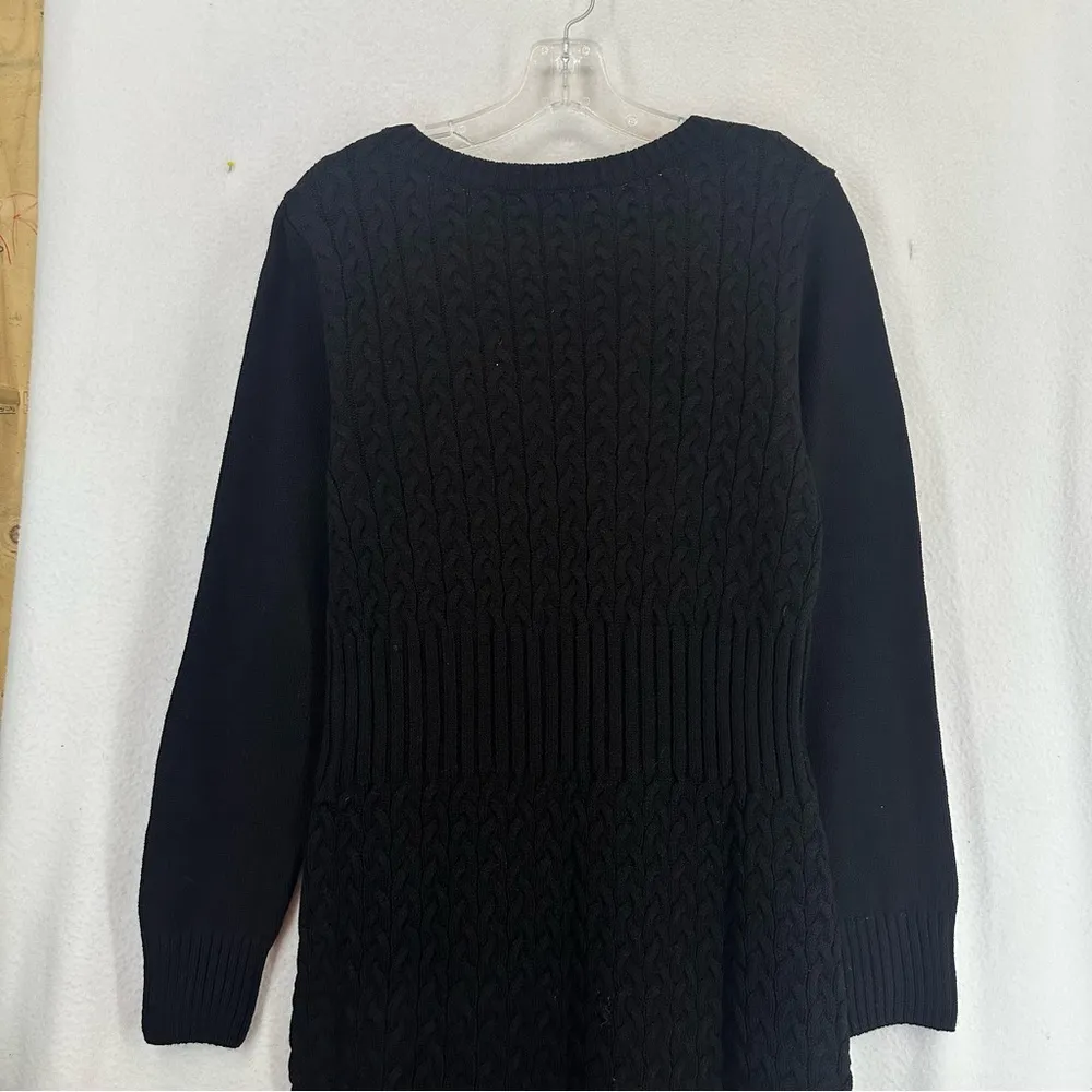 Venus V Neck Long Sleeve Sweater Dress Womens Large Black - Image 8