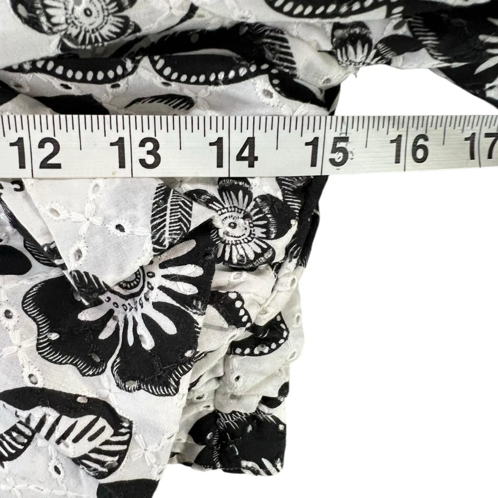 Anthropologie Maeve One Shoulder Blouse Women 8 Black Floral Eyelet Cropped Boho - Image 7