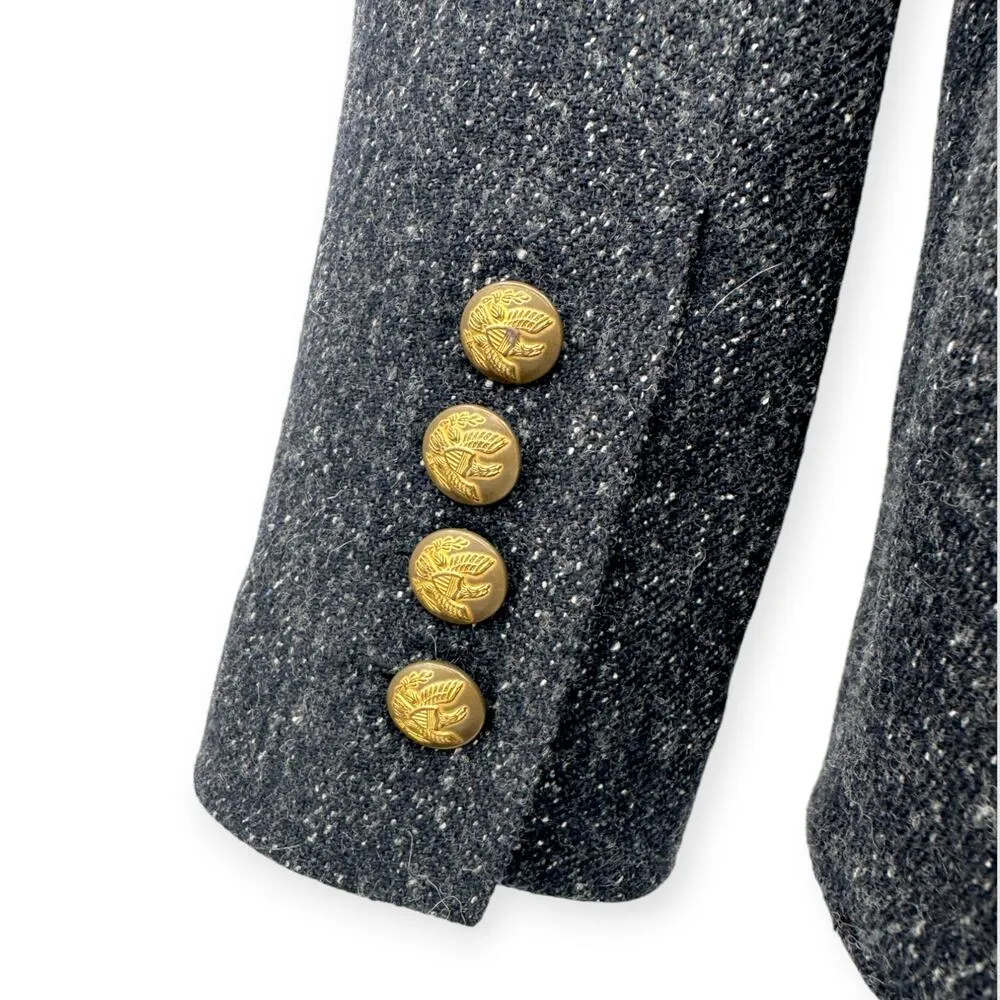 SMYTHE | 4 | Navy Boucle Wool Silk Cashmere Blend Gold Eagle 2 - Image 6