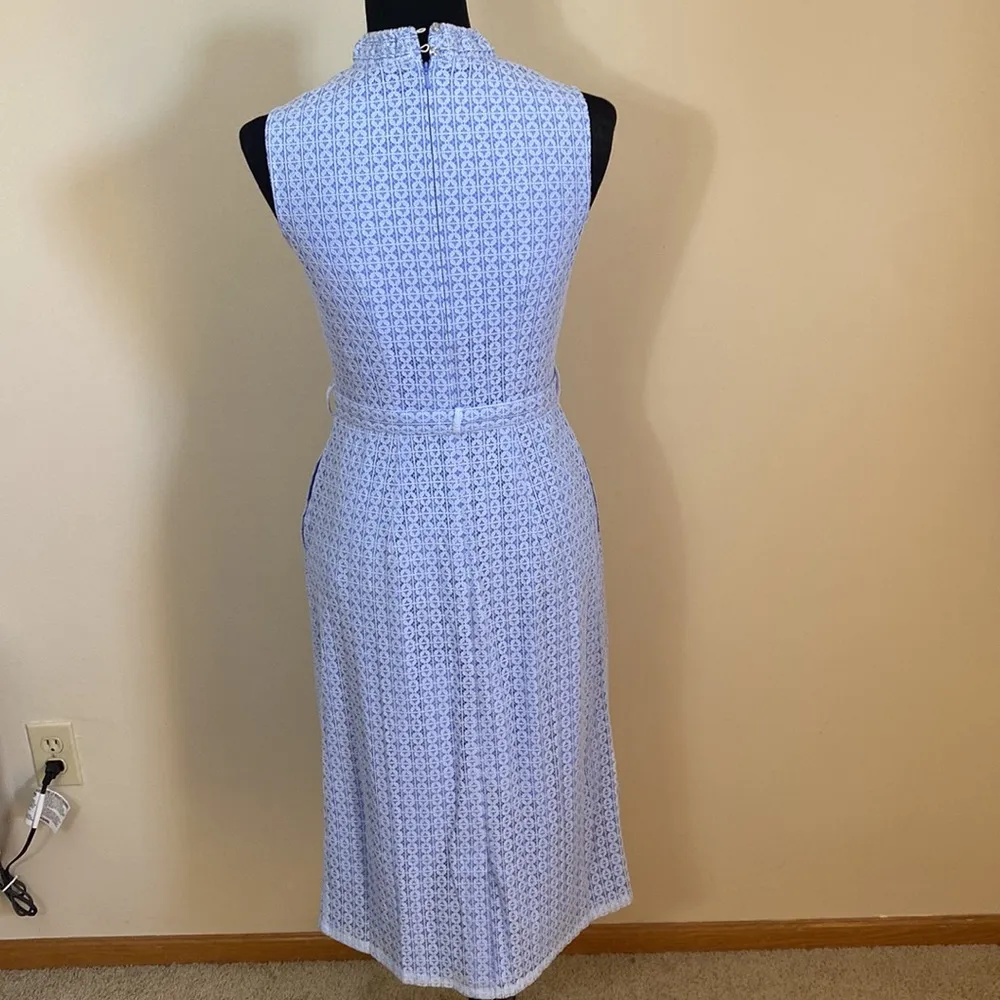 Belted baby blue lace midi dress - Image 7