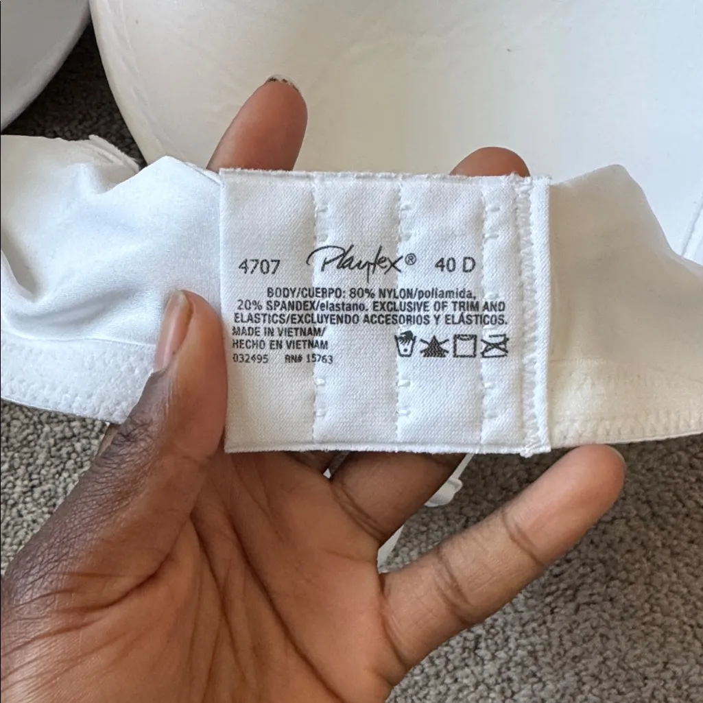 Playtex White Striped Wirefree All Over Smoothing Bra SIZE 40D - Image 4