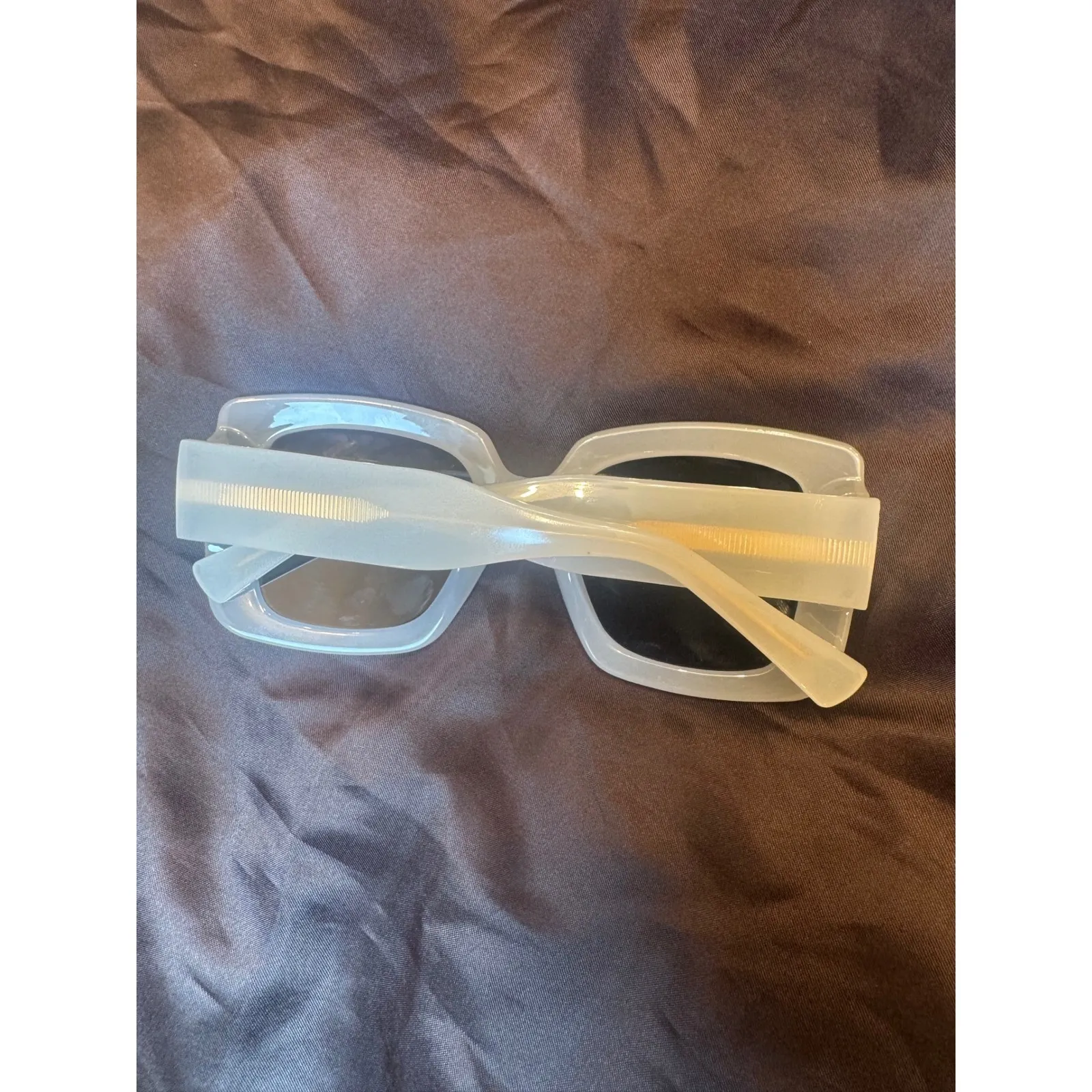 Reality Eyewear Amalfi Sunglasses Oversized Square Frosted Crystal Clear Acetate Tan - Image 3