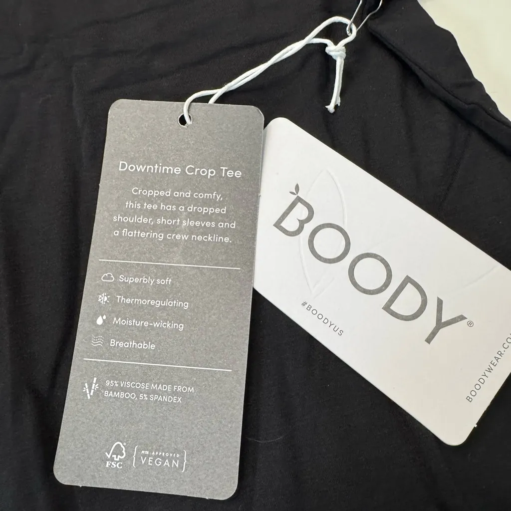 Boody Black Downtime Crop Tee XL NWT - Image 3