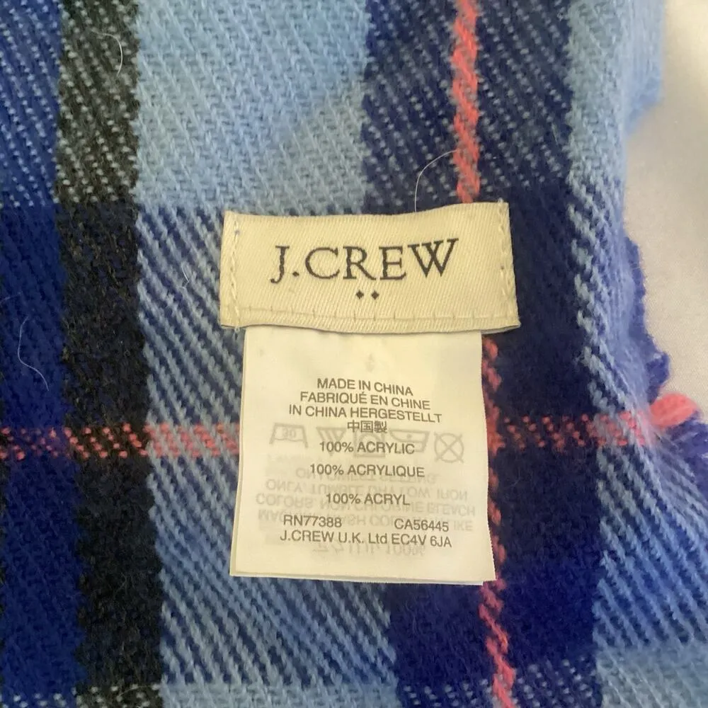 J.Crew Blue Plaid Scarf - Image 3