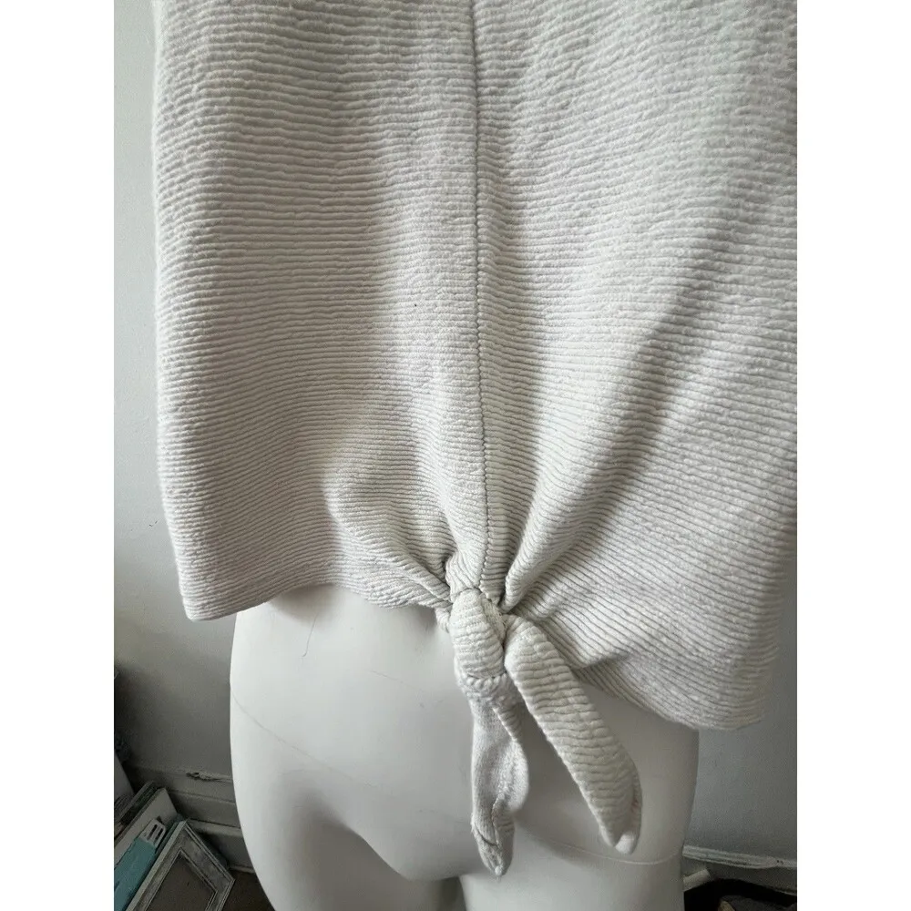 madewell Small Thermal Texture Small VNeck Twist Knot Long Sleeve Oat Color Top - Image 6