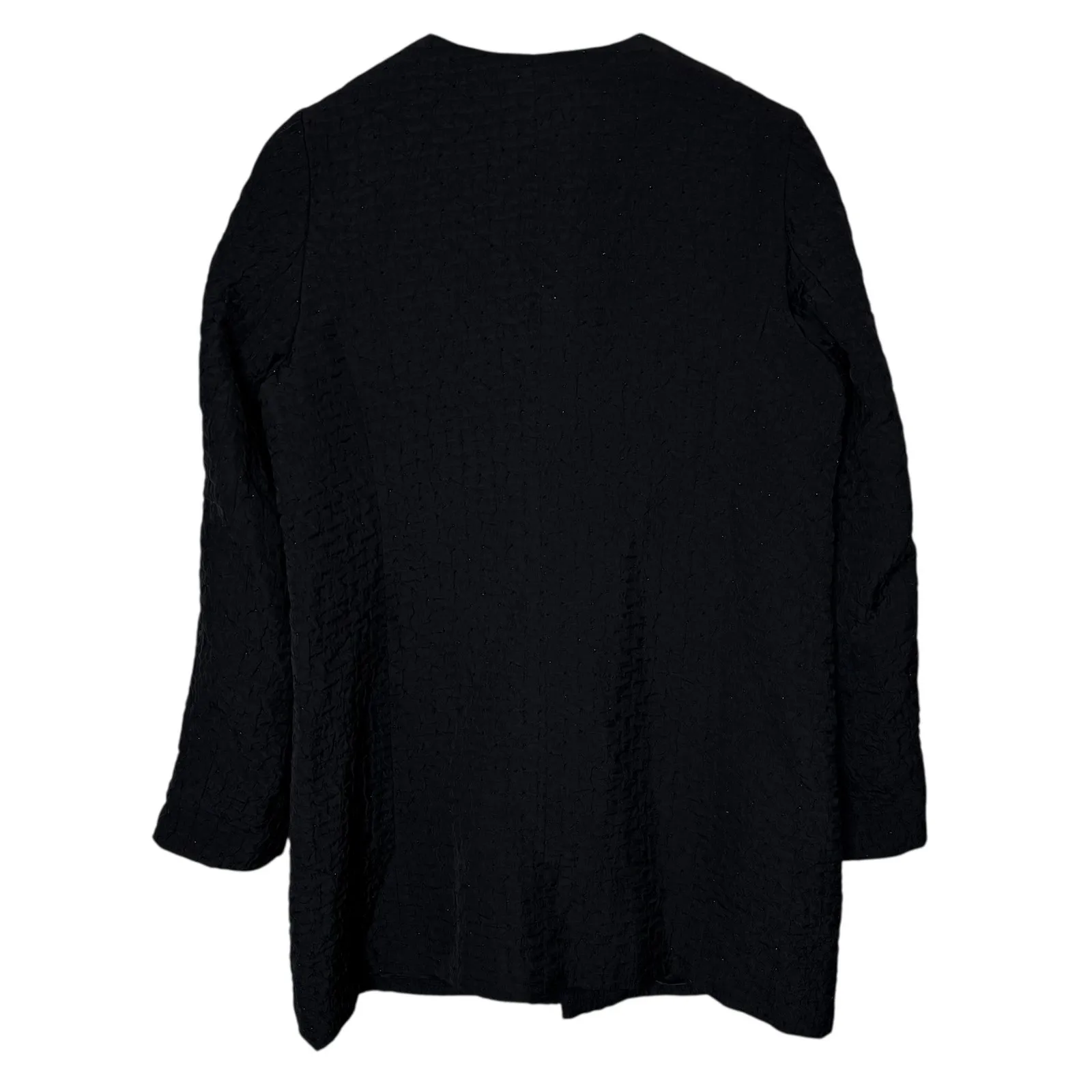 J. Jill Crinkle Long Open Front Jacket Black Sparkle Size M - Image 4