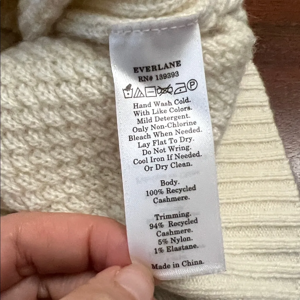 Everlane Oversized Stroopwafel Crew ReCashmere Sweater Ivory Small - Image 3