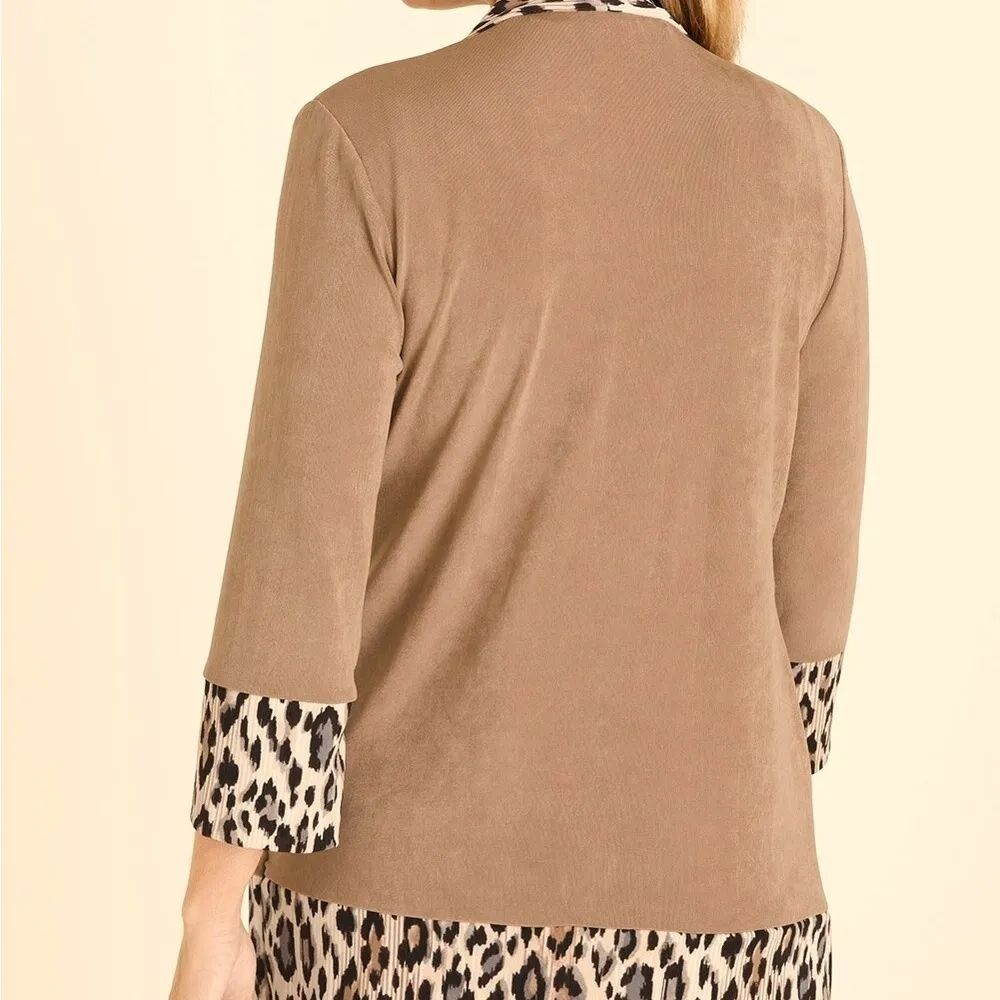 Chico’s Travelers Slinky Classic Knit Animal Print  Border Cardigan Jacket S - Image 8