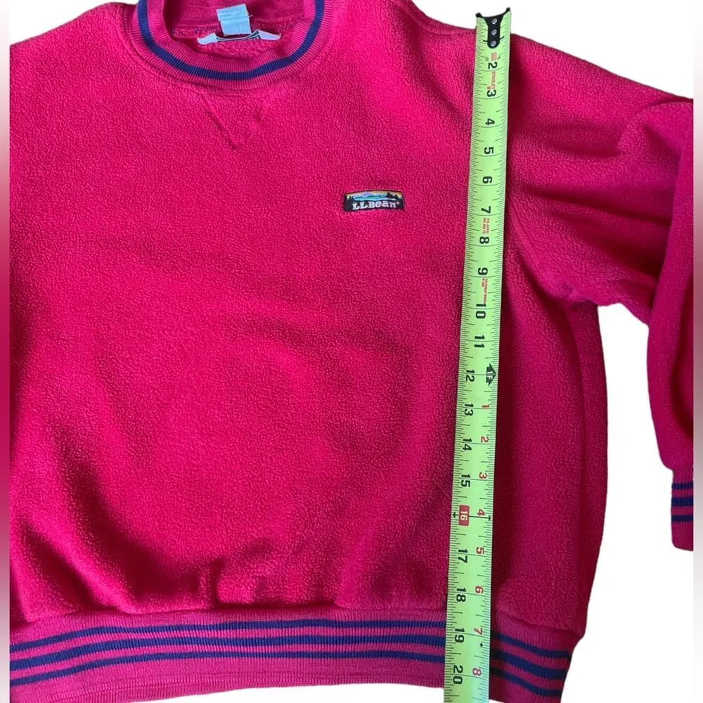 LL Bean Vintage Sherpa Crewneck Red Sweatshirt Womens Size Large - Image 5