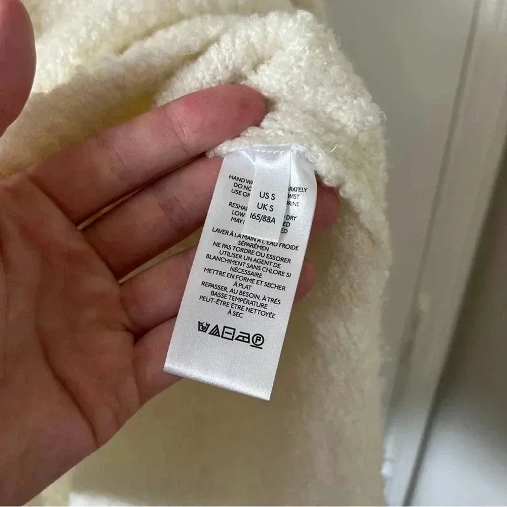 Anthropologie Pilcro Ivory Teddy V-neck Oversized Tunic Sweater S - Image 7