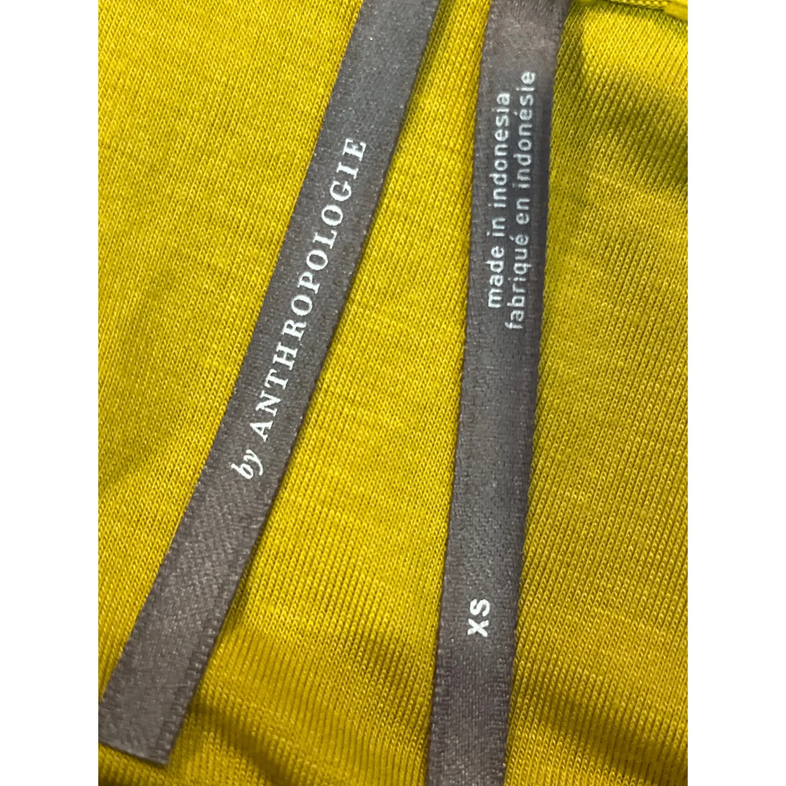 Anthropologie‎ Ruffle Knit Mini Dress Mustard Yellow XS Open Back Short Sleeve - Image 8