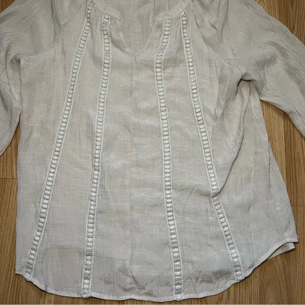 Counterparts Women’s XL Ivory Beach Boho Peasant Blouse Top‎ Casual Lightweight - Image 3