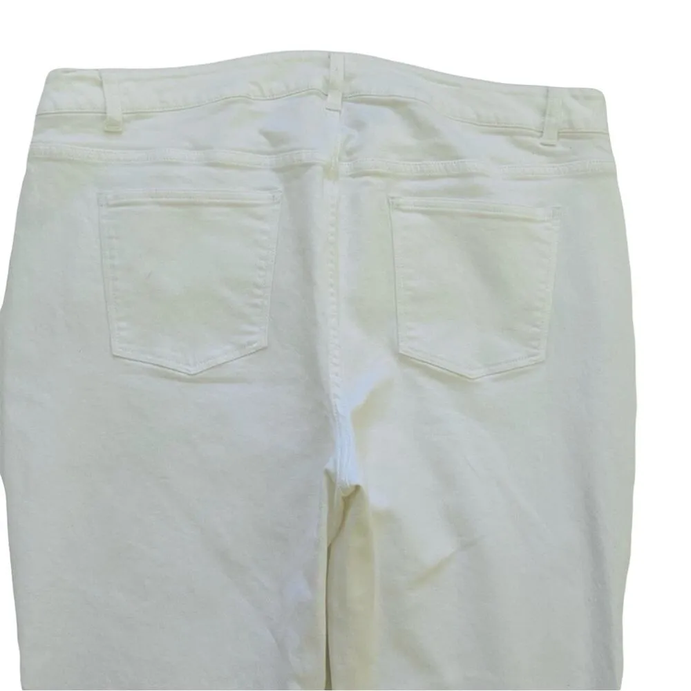 Talbots Jeans Heritage White Stretch Straight Crop Ankle Zipper Denim Size 18W - Image 6