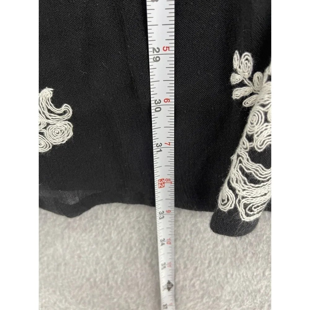 Free People Women's Embroidered Austin Dress Floral Black Long Sleeve Size Small - Image 9