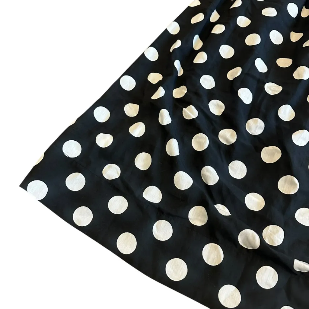 O.P.T. Black White Polka Dot Print Midi Dress Shift Smocked Top Loose Fit XS - Image 4