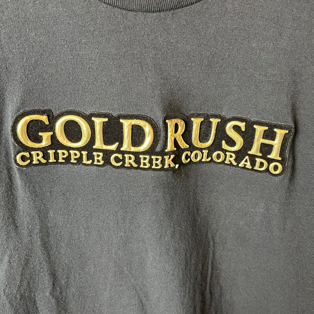 Vintage Y2K Gold Rush T Shirt Gray Large L Raised Print Graphic Tee 100% Cotton - Image 13