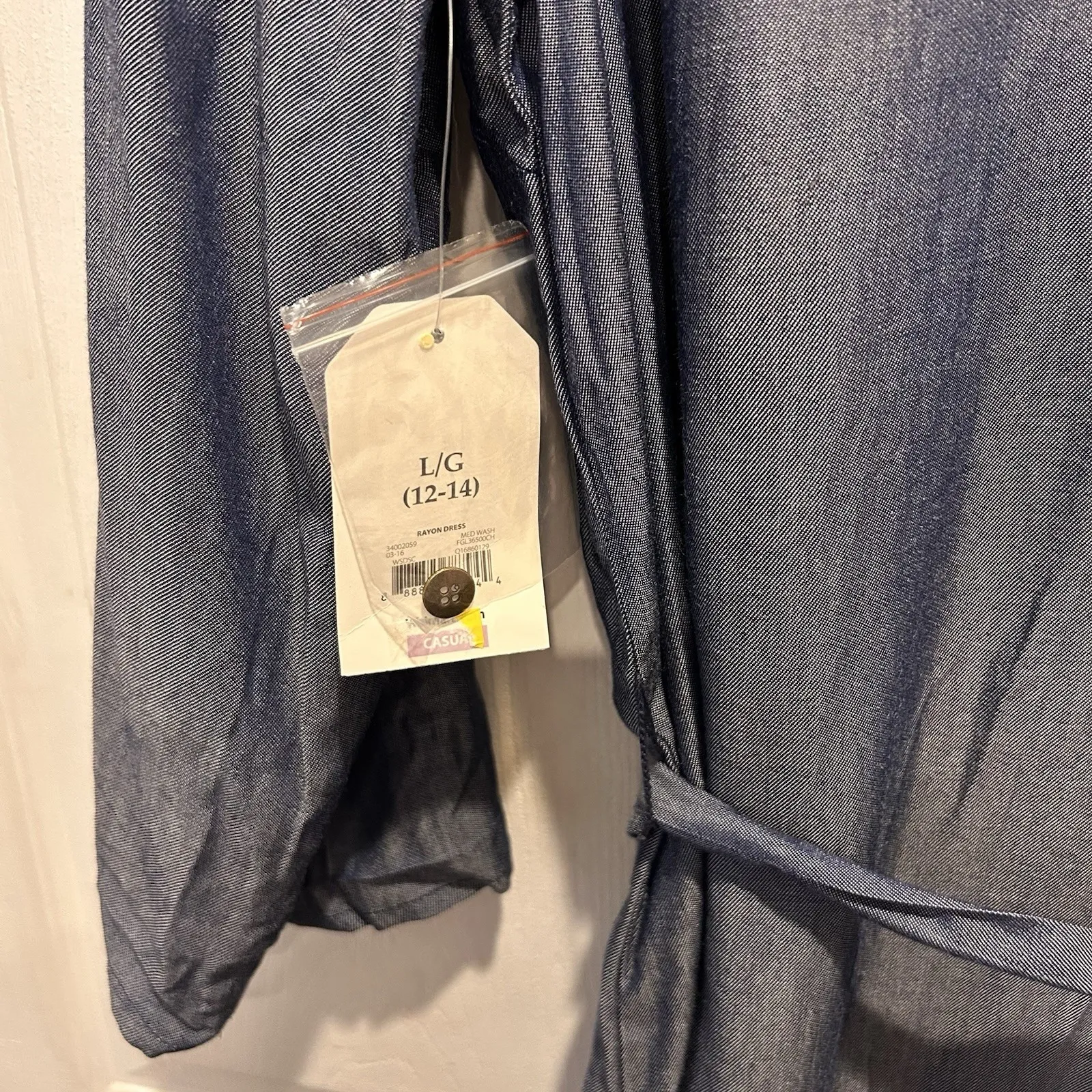 NWT Faded Glory Chambray Belted Shirt‎ Dress Women 12-14 Button Down Indigo - Image 8