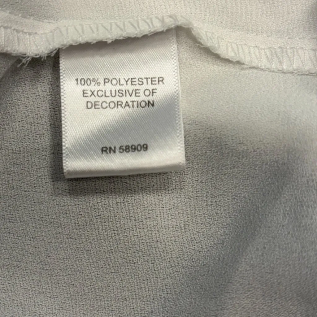 Chelsea & Violet White Blouse w/Scalloped Embroidered Collar & Cuffs Size XS EUC - Image 6