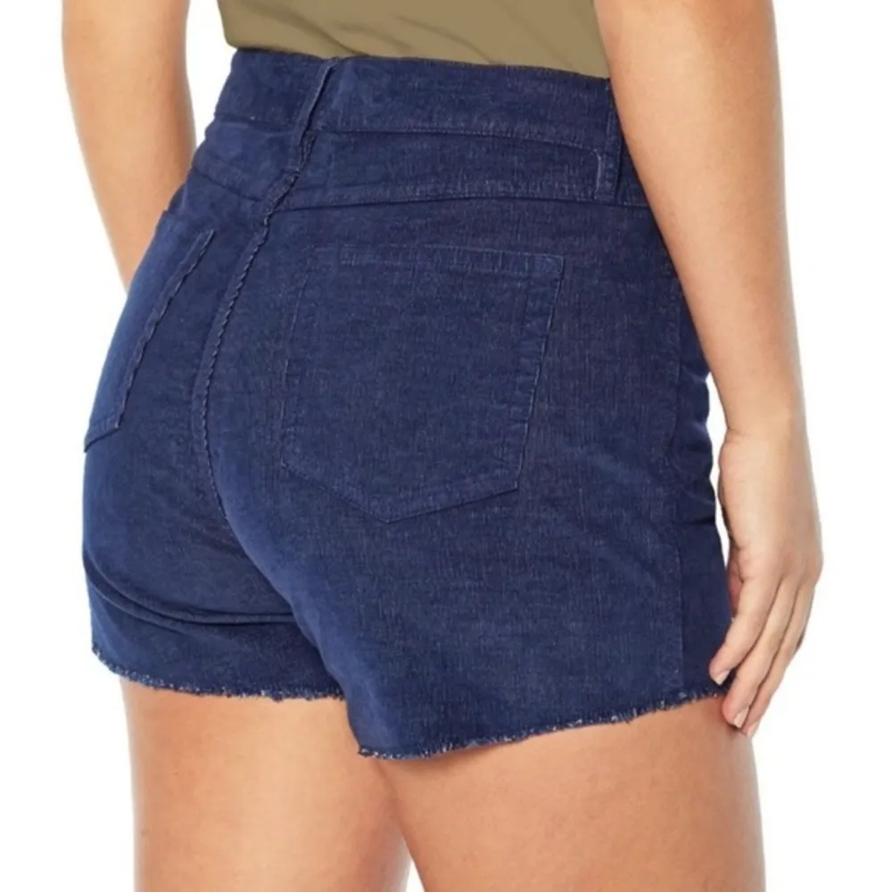 NWT  Navy Medieval Blue Corduroy Cutoff Fringe Shorts Fall Winter New 4 10 - Image 5