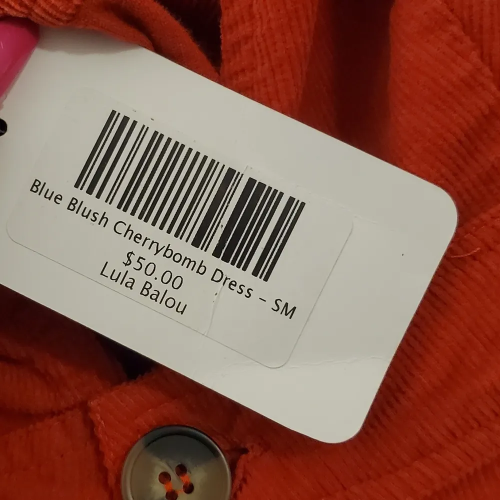 🔥SALE🔥NWT! Blue Blush Red Cherry Bomb Corduroy Dress S - Image 6