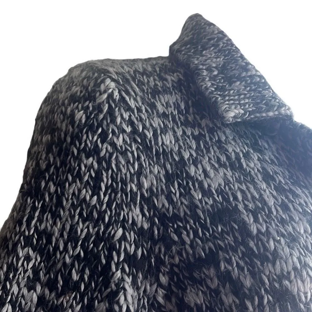 Pendleton Black Gray Marled Sweater Coat 3 Button Med Petite Wool Blend Grandma - Image 4