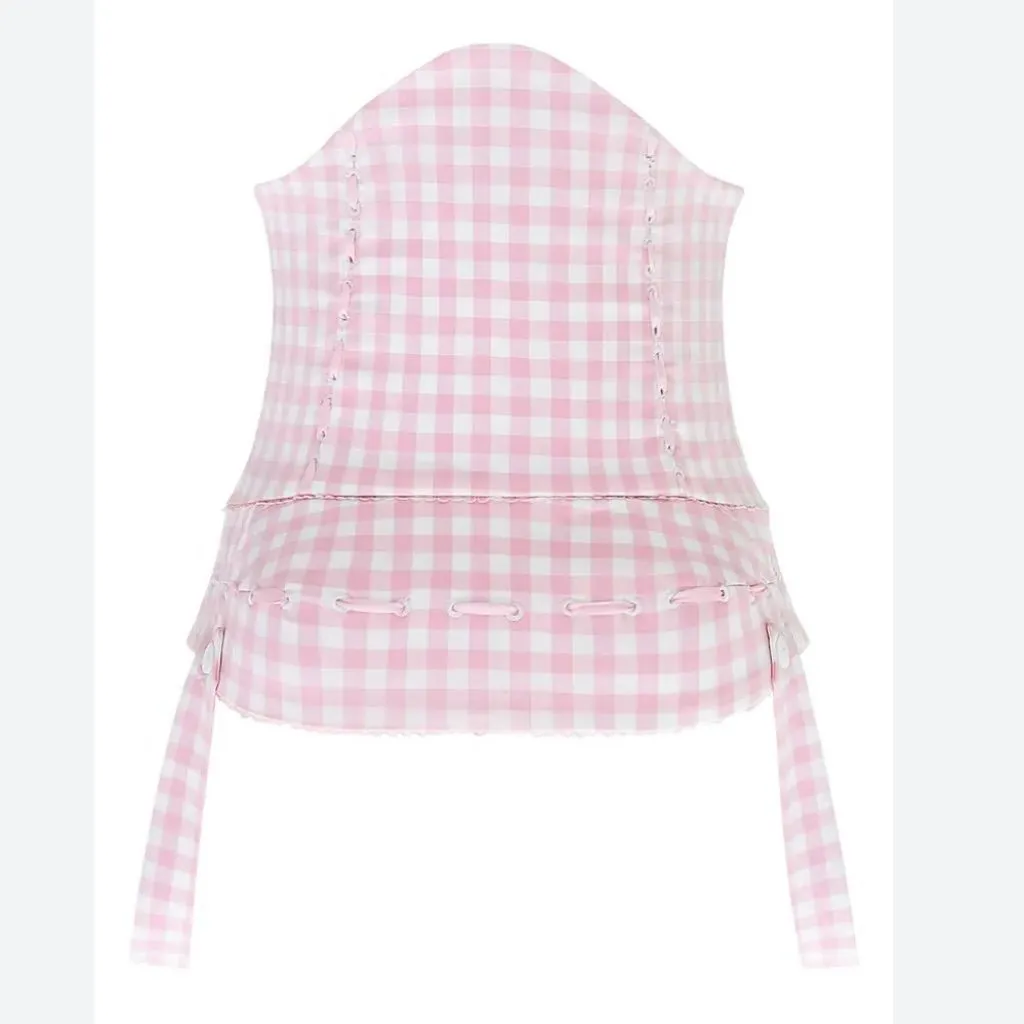 🌟HOUSE OF CB🌟 LOTTIE GINGHAM CORSET TOP PINK SZ L - FULLER CUP - Image 2