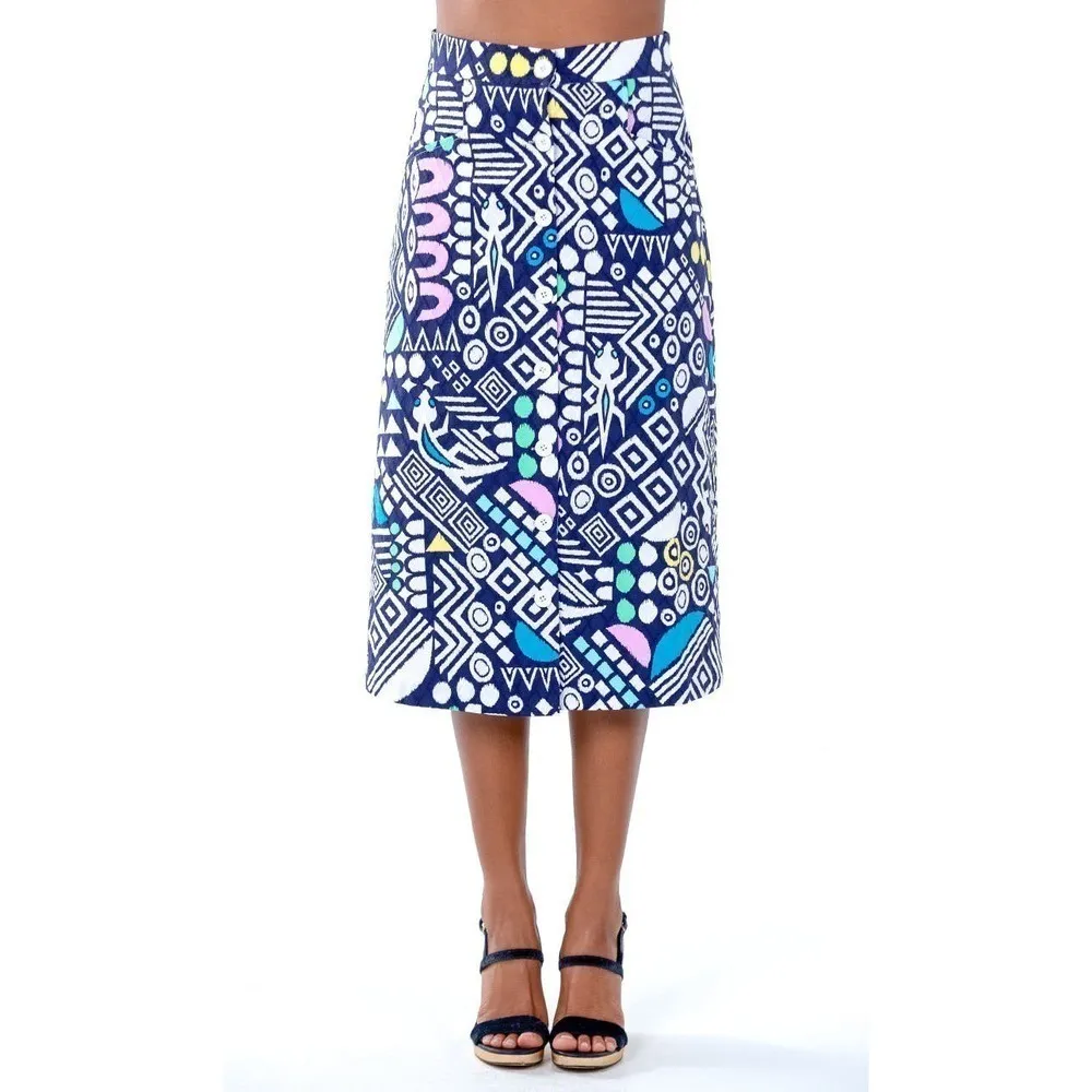 Tori Richard's Art Gecko Raven MIDI Skirt‎ Size 4 - Navy - Image 2