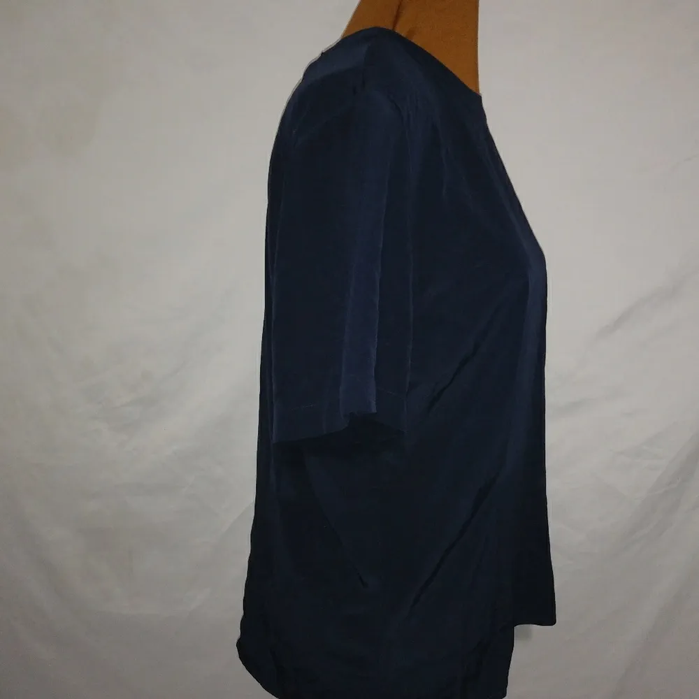 Jones NY 12 Navy Shell Short Sleeve Crew Neck Top - Image 3