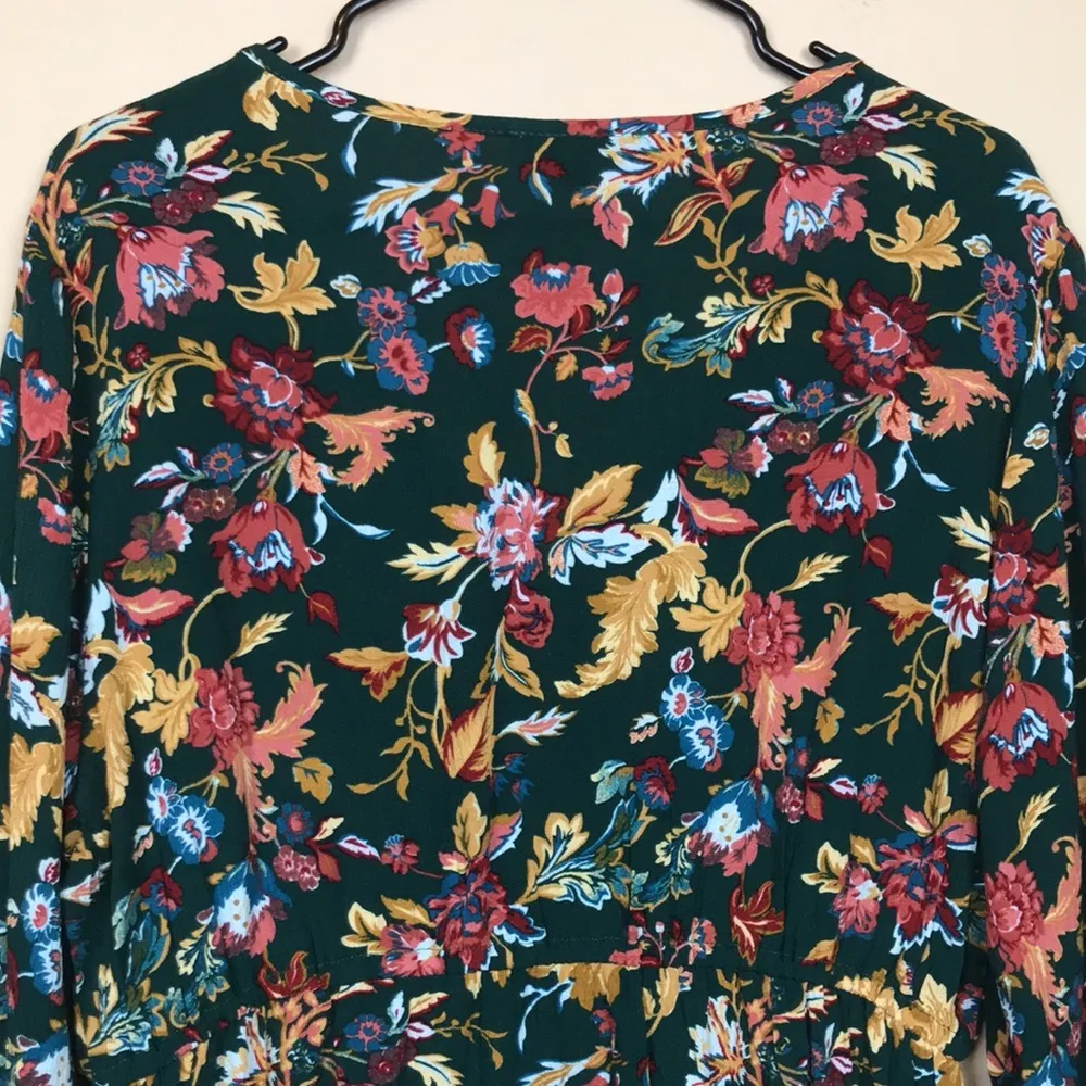 Frye Women’s Boho Floral Multi-Color Defined Waist Button-Up Long Sleeve Blouse - Image 7