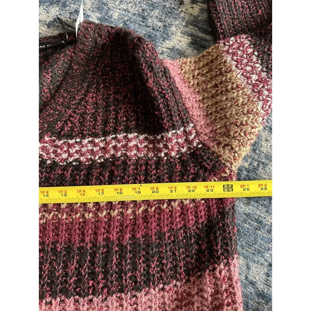 Lane Bryant  Sweater Plus Size 18/20 Multicolor Burgundy Striped Vneck NEW - Image 5