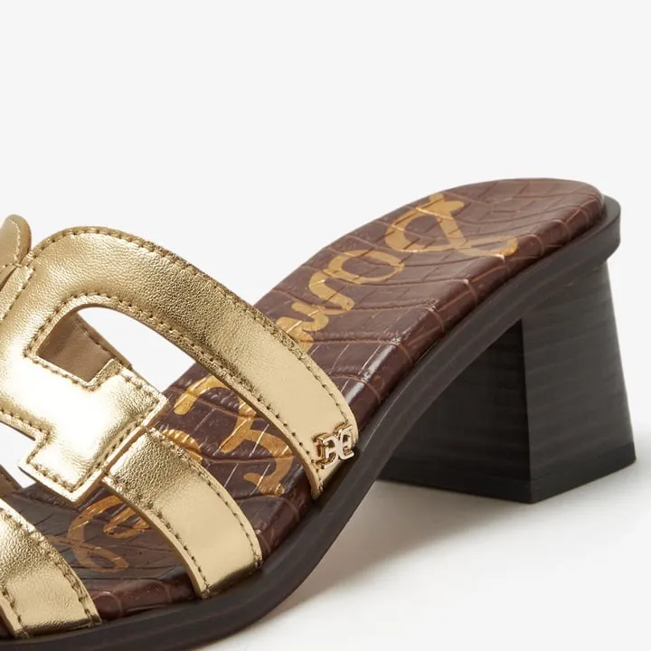 NEW SAM EDELMAN TASHA SLIDE SANDAL Gold Brown SZ-8.5 Slip On - Image 3