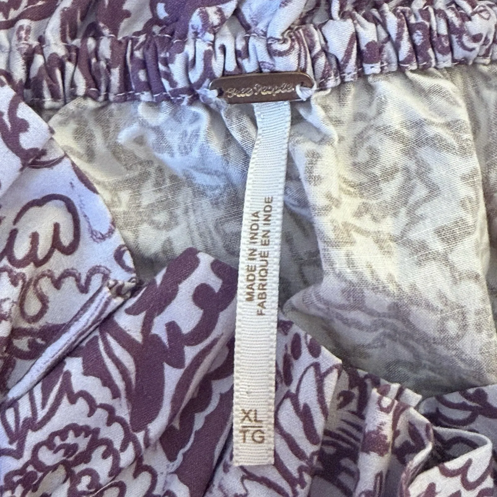 Free People Sophie Paisley Cotton Mini Dress XL Brown Purple Boho Chic Festival - Image 11